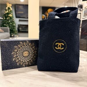 Chanel GWP dark blue tote  with Gold Logo